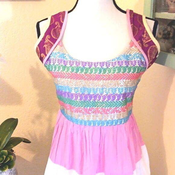 Passion Colorful Metallic Sleeveless Dress Festival. Metallic. - Picture 2 of 11